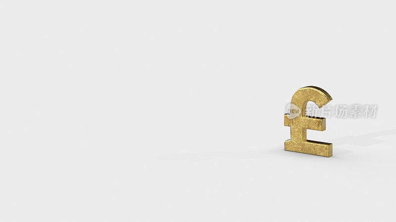 Gold 3d pound render minimalistic simple symbol design isolated on white background. Forex Trading concept. Currency 3DÂ rendering Illustration. Copy space